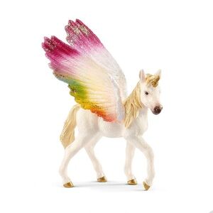 Schleich Bayala Winged Rainbow Unicorn Foal 70577 Pegasus Glittery Figurine Toy